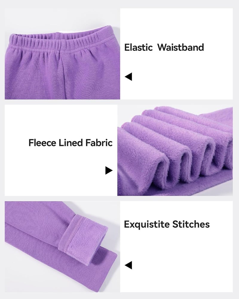KEREDA Girls Fleece Lined Leggings Pack of 2 Winter Warm Pants Girls Clothes - Image 3